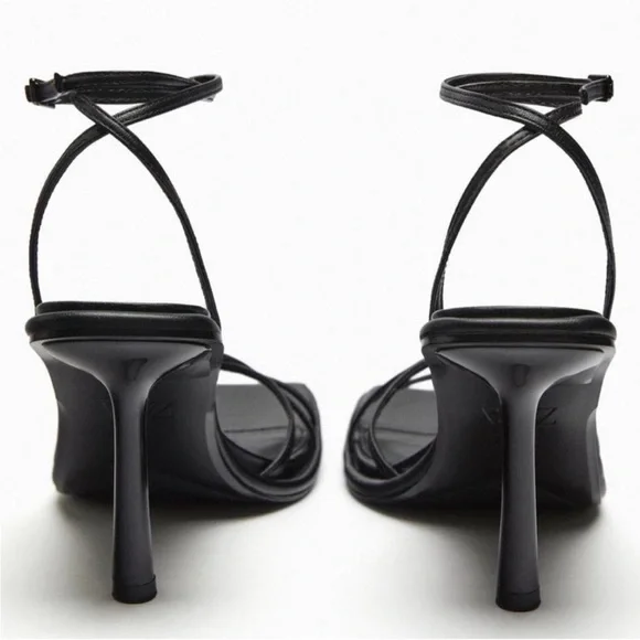 Zara Black Strappy Sandals with Stiletto Heel - Picture 5 of 5
